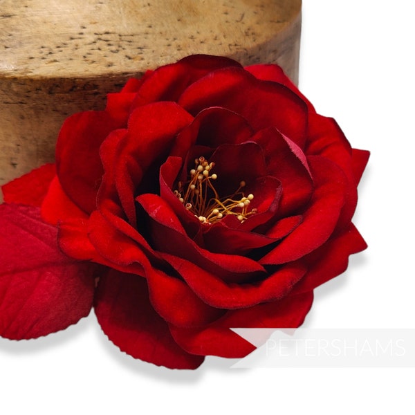 12cm 'Lucille' Rose Flower Millinery Hat Mount - Pour la fabrication de chapeaux - Rouge