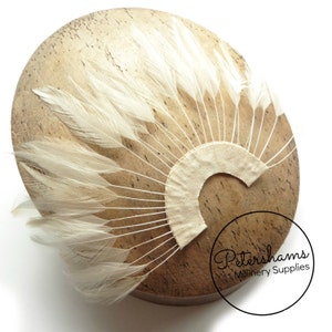 Stripped Hackle Feather Fan for Fascinators & Hat Making - Ivory