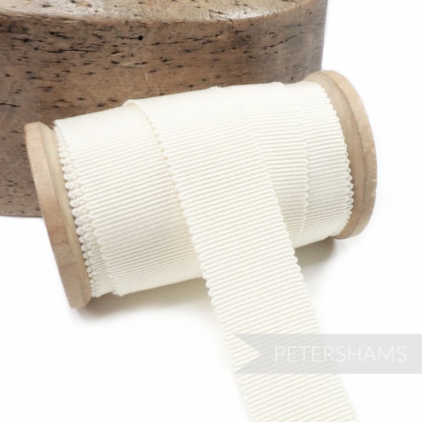 Ivory 100% Cotton Millinery Petersham Ribbon 3 Sizes (15mm No.3, 25mm No.5, 35mm No.9) - 1m