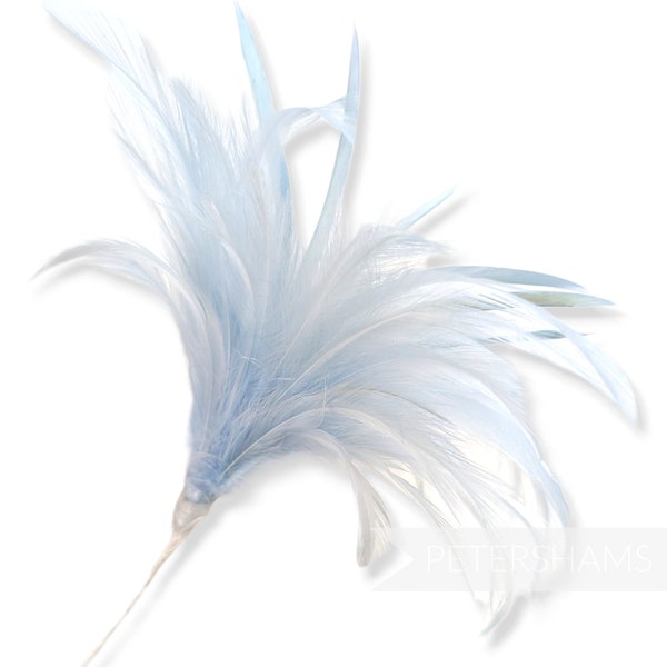 Garniture de montage de chapeau Fluffy Goose Biot & Hackle Feather pour fascinateurs, bouquets de mariage et fabrication de chapeaux - Bleu pâle