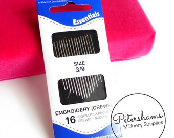 Pack of 16 Embroidery Crewel Hand Sewing Needles (Size 3/9)