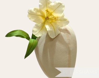 Stevie 1950's German Silk Hibiscus Millinery Flower- Pastel Yellow