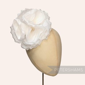 White Silk 'Danielle' Large 15cm Rose Millinery Fascinator Flower Hat Mount