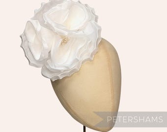 White Silk 'Danielle' Large 15cm Rose Millinery Fascinator Flower Hat Mount