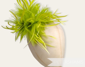 Porte-chapeau Mega Fluffy Hackle & Goose Biot Feather pour chapellerie et fabrication de chapeaux - Vert citron