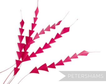 Fuchsia Pink Zig Zag Coque Feather for Millinery & Fascinators - Pack of 5