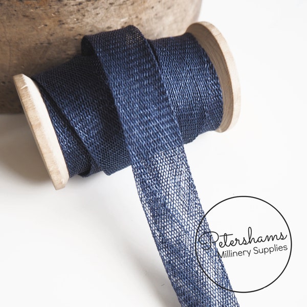 2cm Sinamay Bias Binding Tape Strip (1.6m/1.7yards) for Millinery & Hat Making - Navy Blue