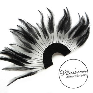 Stripped Hackle Feather Fan for Fascinators & Hat Making - Black