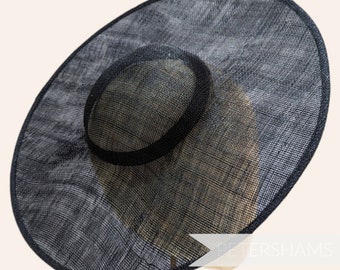 Cartwheel Sinamay Fascinator Hat Base pour la chapellerie et la fabrication de chapeaux - Noir