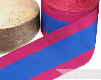 Cinta de grosgrain a rayas vintage de 10 cm (4 pulgadas) de ancho para sombrerería y confección de sombreros - 1 m - Cereza y azul real