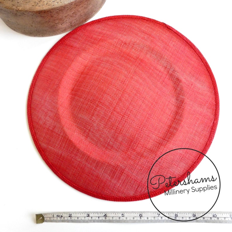 Extra Large 29cm Round Saucer Plate Sinamay Fascinator Hat Base for Millinery Poppy Red