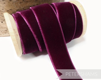 23mm French Velvet Ribbon for Millinery, Hat Trimming & Crafts 1 metre (1.09 yards) - Bordeaux