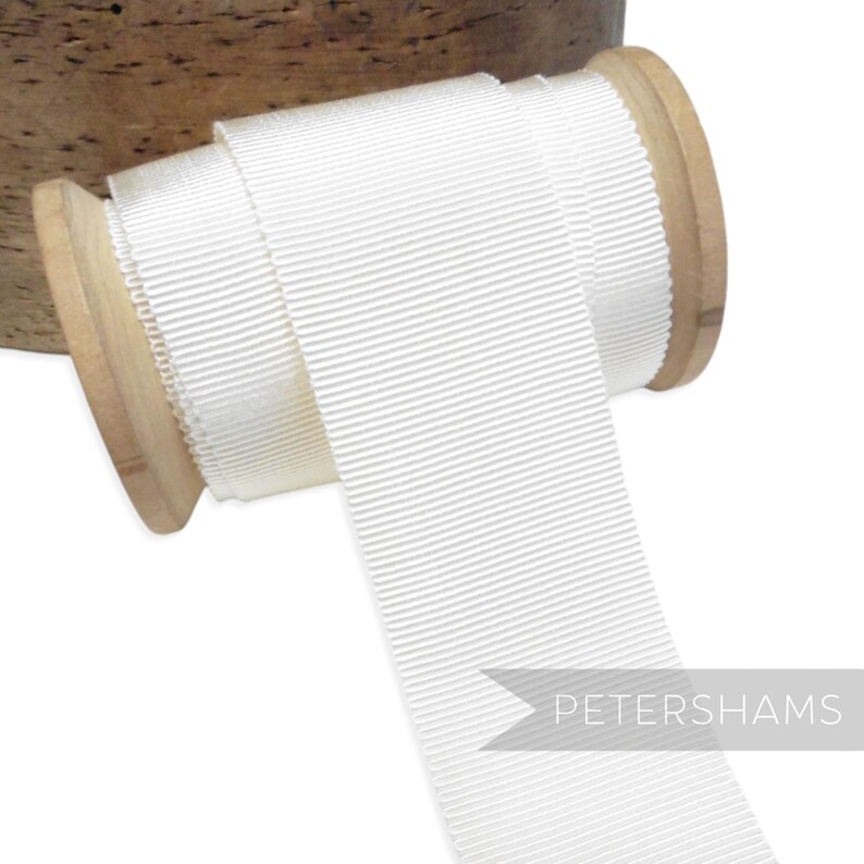 Ivory French Millinery Petersham Ribbon 3 Sizes (15mm No.3, 25mm No.5, 40mm No.10) 40 Millimeters