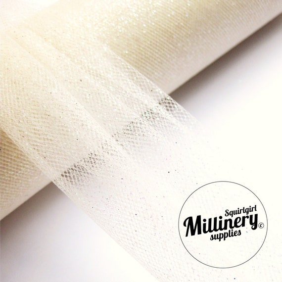 Ivory Glitter Tulle Netting Fabric for Fascinators Millinery Etsy UK