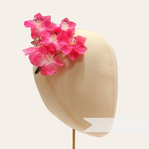 Vintage German Silk &#39;Ruth&#39; 6 Flower Blossom Bunch for Millinery & Hat Making - Fuchsia