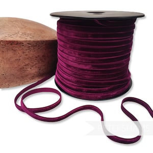 Frans fluwelen lint 7 mm - 1 m - voor knutselen, hoeden knippen en kleermakerij - bordeauxrood