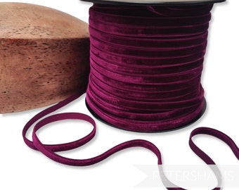 7mm French Velvet Ribbon - 1m - For Crafting, Hat Trimming and Dressmaking - Bordeaux