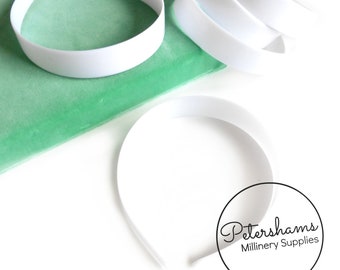 White Plastic Headband Core Blanks (for you to cover) - 25mm Wide