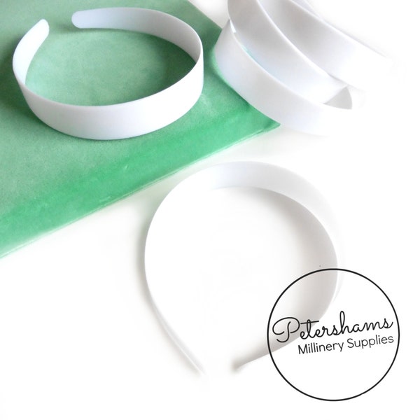 White Plastic Headband Core Blanks (for you to cover) - 25mm Wide