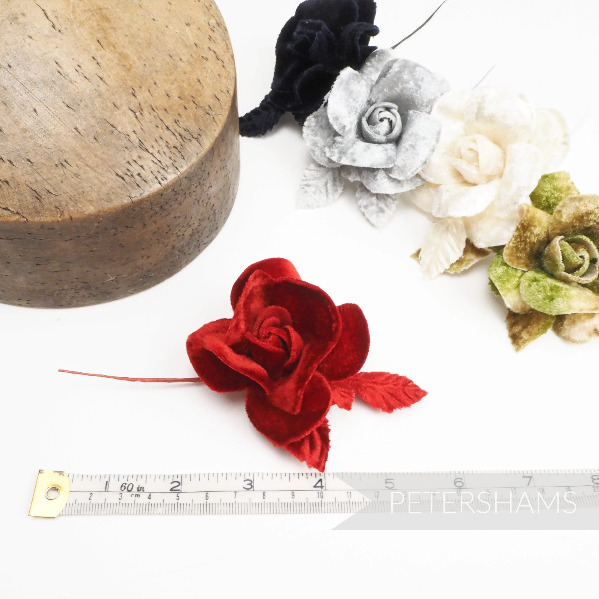 Vintage 'Ariella' Small Velvet Rose Blossom Millinery Hat Mount for Fascinators Navy Blue