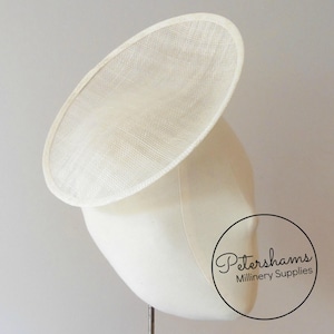 Rounded Scoop 21cm Sinamay Fascinator Hat Base for Millinery & Hat Making - Ivory
