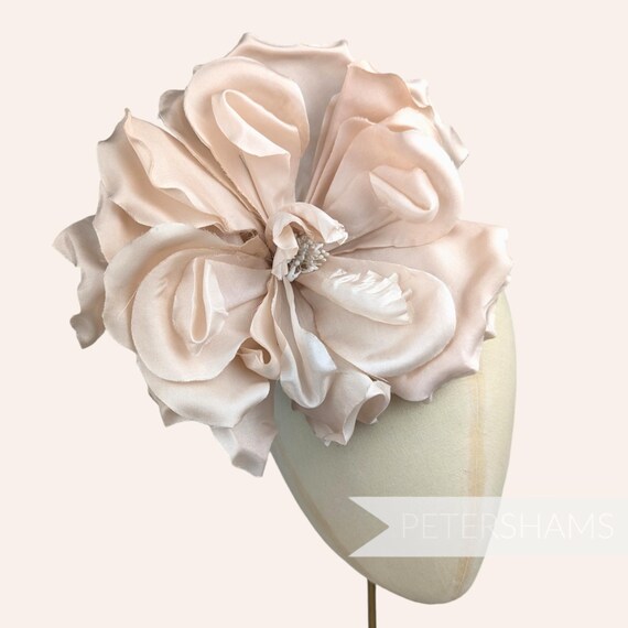 Silk 'Lucinda' Extra Large 20cm Rose Millinery Fascinator Flower Hat Mount  Champagne