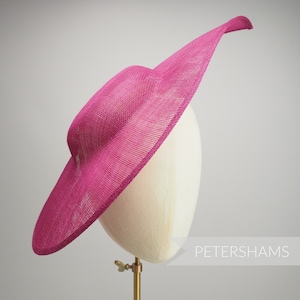 Extra Large Pointed Tip Sinamay Fascinator Hat Base for Millinery - Cerise Pink