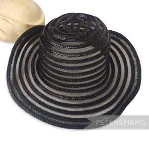 Virvlad Crin och glänsande polyflätad kapelinhattkropp för hatttillverkning och hatttillverkning - svart