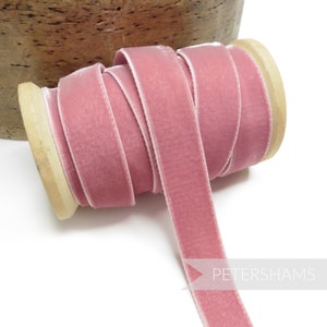 16mm Elastic Stretch Velvet Ribbon for Millinery, Hat Trimming & Crafts 1 metre (1.09 yards) - Victorian Rose