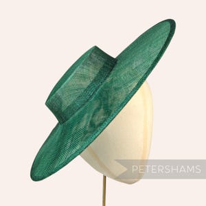 Große Krempe Sinamay Boater Fascinator-Hutbasis für Hutmacherei & Hutherstellung - Flaschengrün