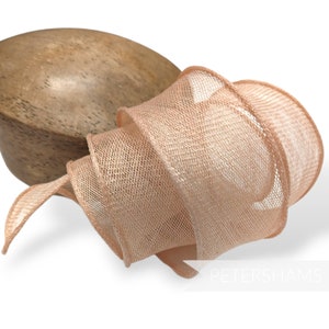 Hand Rolled Sinamay Ribbon Trim for Millinery, Hat Making & Fascinators - Champagne