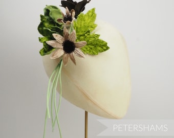 Vintage 'Amelie' Velvet Flower Bunch Millinery Hat Mount - Natural