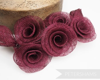 Sinamay Flower Hat Mount 'Florence' for Millinery & Hat Making - Wine