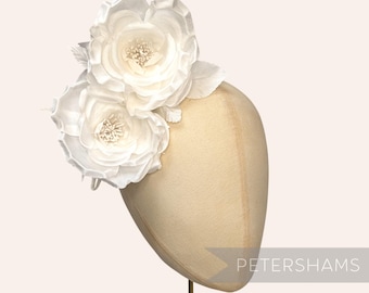Ivory Silk 'Fiona' Double Rose Millinery Fascinator Flower Hat Mount