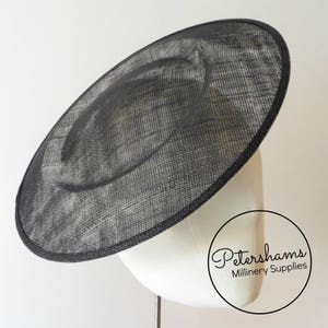 Extra Large 29cm Round Saucer / Plate Sinamay Fascinator Hat Base for Millinery - Black