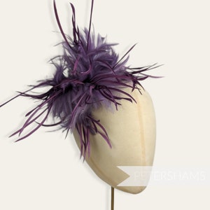 Mega Fluffy Hackle & Goose Biot Feather Hat Mount for Millinery and Hat Making Lilac image 1