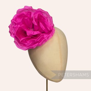Hot Pink Silk 'Danielle' Large 15cm Rose Millinery Fascinator Flower Hat Mount