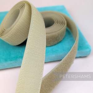 25mm Beige Sew-on Hook and Loop Fastening Tape for Crafting, Haberdashery & Millinery - 1m