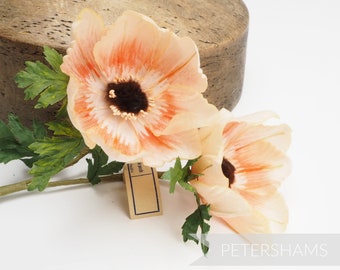 Vintage 1940's-50's 'Molly' Deutscher Anemonen Seidenblume Hut Hutträger für Fascinator und Hutmacher - Peachy Pink