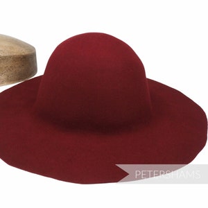 100% Wool Felt Capeline Hat Body for Millinery & Hat Making - Burgundy