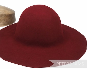 Burgundy 100% Wool Felt Capeline Hat Body for Millinery & Hat Making