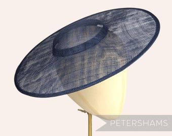 French Navy Cartwheel Sinamay Fascinator Hat Base for Millinery & Hat Making