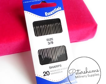 Pack of 20 Assorted Sizes Sharps Hand Sewing Needles (Size 3/9)