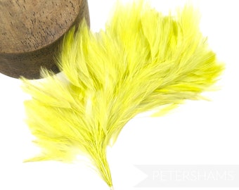 Large Stripped Hackle Wired Feather Hat Mount for Millinery and Hat Making - Lemon Lime