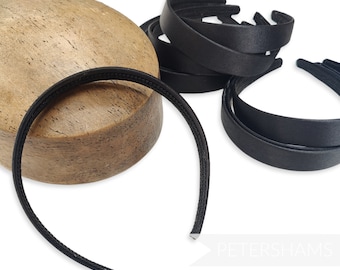 24mm Satin Covered Plastic Headbands for Fascinators & Millinery - Black
