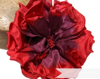 Silk 'Lucinda' Extra Large 20cm Rose Millinery Fascinator Flower Hat Mount - Red Ombre