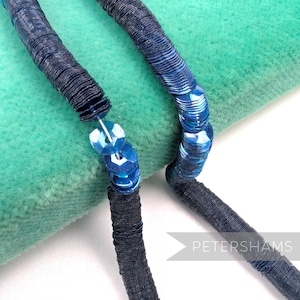 5mm Vintage French Sequins - Embroidery Worm Strings for Millinery & Crafts - Translucent Iridescent Blue