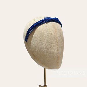 Vintage 1960's Laminated Raffia Crin Braid Headband - Deep Royal Blue