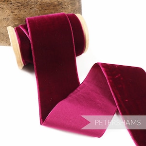 50 mm französisches Samtband für Hutmacherhandwerk 1 Meter - Beere