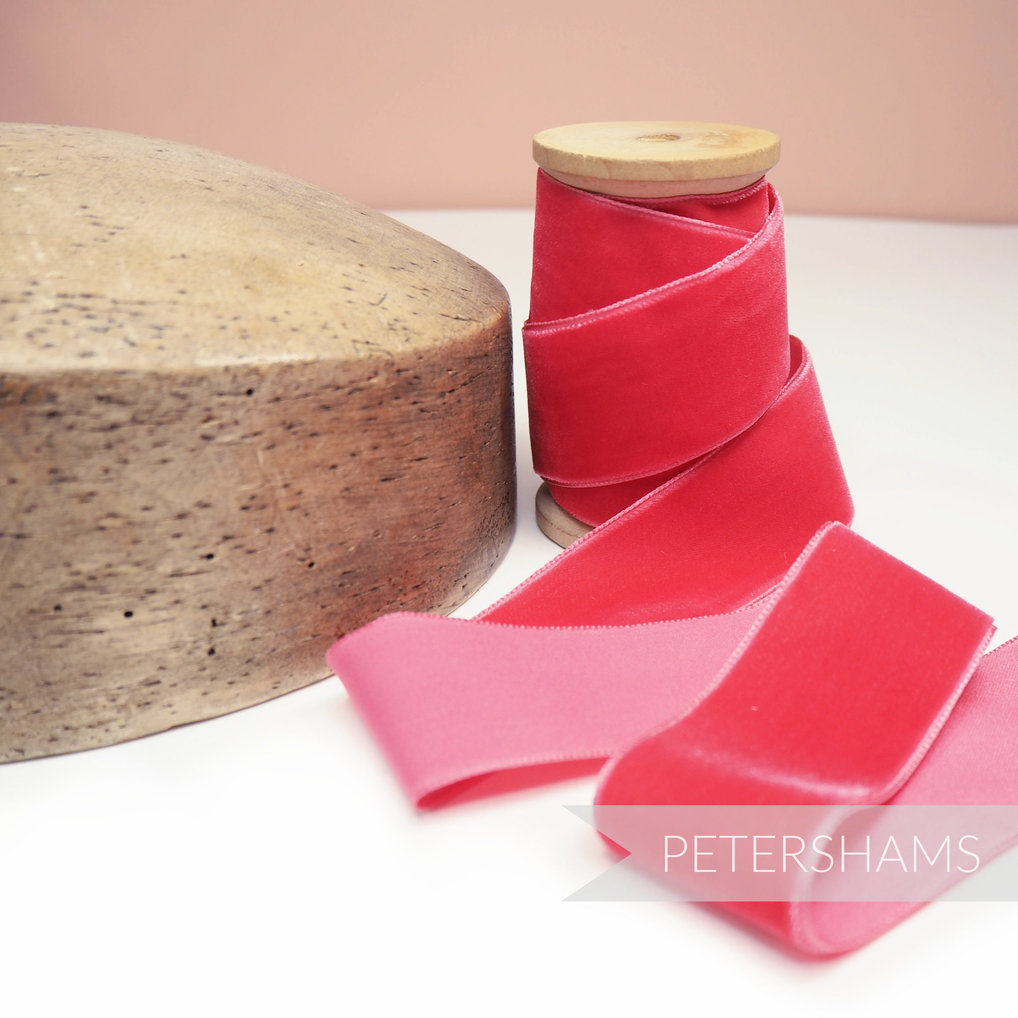 Fuchsia Pink 36mm French Velvet Ribbon for Millinery, Hat Trimming
